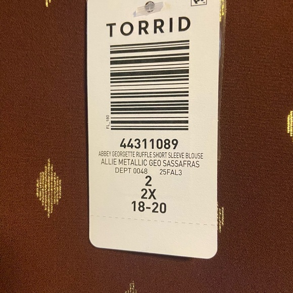 NWT Torrid Abbey Georgette Ruffle Sleeve Blouse Size 2 (2X - Picture 5 of 5